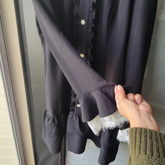 Lost City Women's Dress Victorian Gothic Style Med Black White Lace Full Zip NEW - Picture 13 of 16